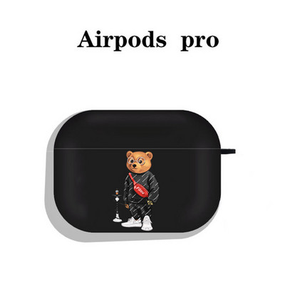 Modna simpatična silikonska futrola s crtanim medvjedom za Apple Airpods 3 2 1 Kućišta Bluetooth slušalica Poklopac za airpods Pro 2 crna torbica