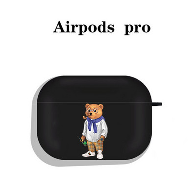 Modna simpatična silikonska futrola s crtanim medvjedom za Apple Airpods 3 2 1 Kućišta Bluetooth slušalica Poklopac za airpods Pro 2 crna torbica