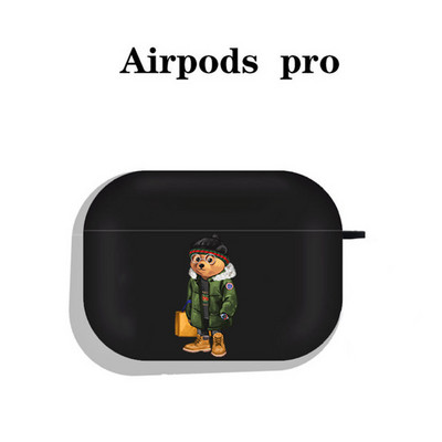 Modna simpatična silikonska futrola s crtanim medvjedom za Apple Airpods 3 2 1 Kućišta Bluetooth slušalica Poklopac za airpods Pro 2 crna torbica