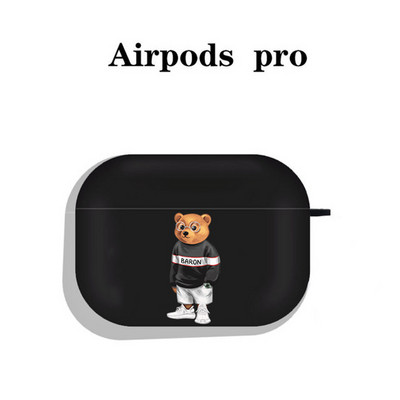 Modna simpatična silikonska futrola s crtanim medvjedom za Apple Airpods 3 2 1 Kućišta Bluetooth slušalica Poklopac za airpods Pro 2 crna torbica