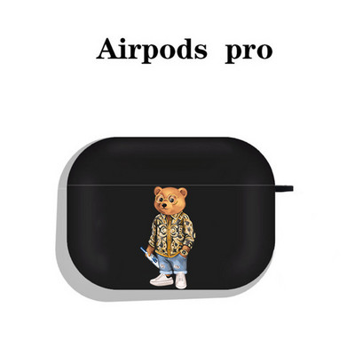 Modna simpatična silikonska futrola s crtanim medvjedom za Apple Airpods 3 2 1 Kućišta Bluetooth slušalica Poklopac za airpods Pro 2 crna torbica