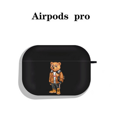 Modna simpatična silikonska futrola s crtanim medvjedom za Apple Airpods 3 2 1 Kućišta Bluetooth slušalica Poklopac za airpods Pro 2 crna torbica