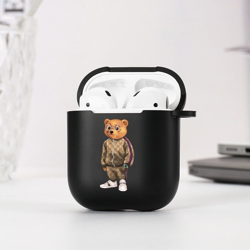 Modna simpatična silikonska futrola s crtanim medvjedom za Apple Airpods 3 2 1 Kućišta Bluetooth slušalica Poklopac za airpods Pro 2 crna torbica