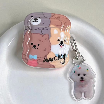 Cartoon animal câine urs pandantiv ondulat silicon moale ins wireless bluetooth căști husă pentru Apple airpod pro 2 2nd 1 3 husă