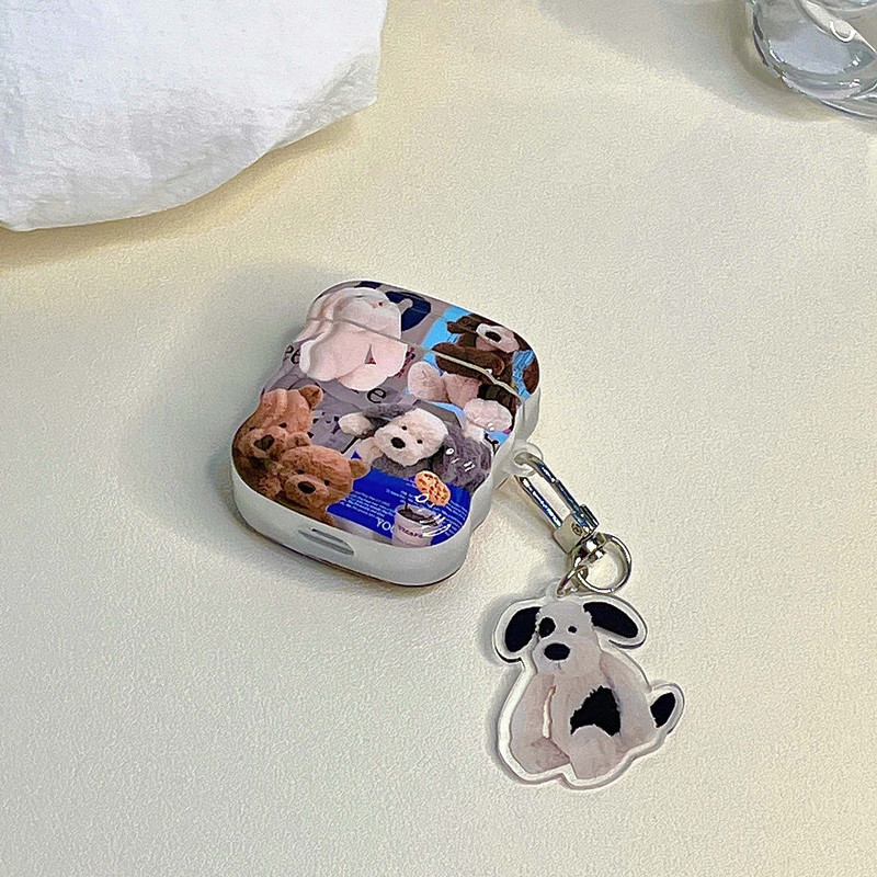 Cartoon animal câine urs pandantiv ondulat silicon moale ins wireless bluetooth căști husă pentru Apple airpod pro 2 2nd 1 3 husă