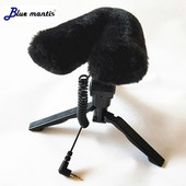 Deat cat Protector de parbriz din blana artificiala pentru exterior pentru parbriz Sennheiser MKE440
