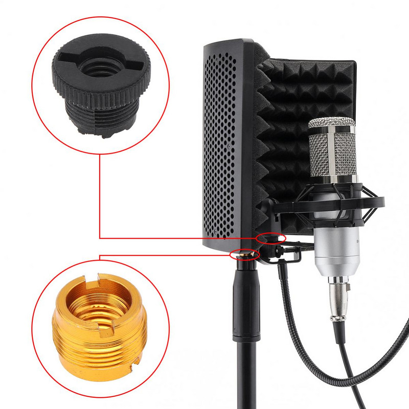 5Pcs 3/8 ženski na 5/8 muški navojni adapter pretvarač za držač mikrofonskog stalka Adapter za držač stalka za mikrofon Zlatno crni dodaci