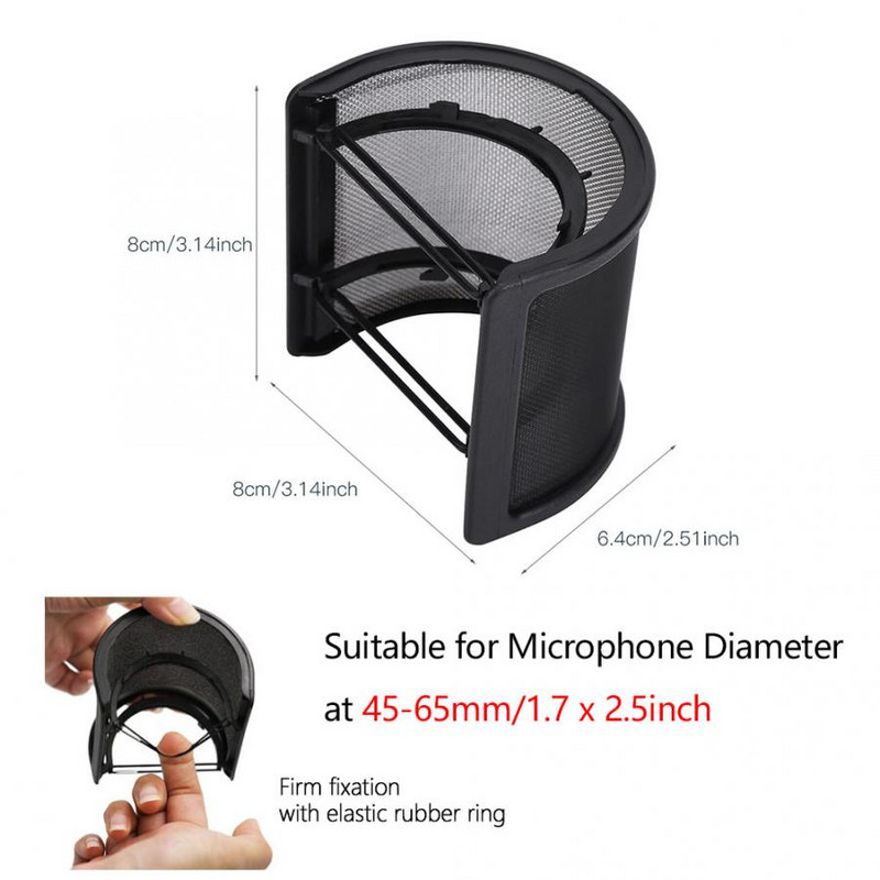 Professzionális U alakú kétrétegű mikrofon szélvédő, felvevő stúdió szűrőmaszk pajzs borító stúdió szélvédő, rugalmas új