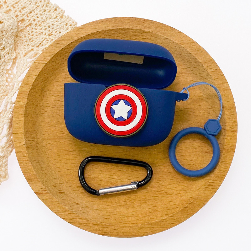 Cartoon Marvel ausinių dėklas, skirtas JBL T230NC/T130NC TWS silikoninėms belaidėms „Blutooth“ ausinėms, apsauginis įkrovimo dangtelis su kabliuku