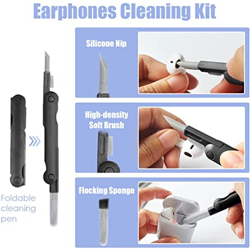 Sada 7 v 1 na čistenie klávesnice počítača, čistiace pero na Bluetooth slúchadlá pre Airpods 3 Pro, nástroj na čistenie headsetu, sťahovák klávesov