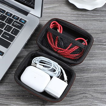 Преносим USB кабел за данни, органайзер, кожена чанта за съхранение на слушалки, калъф за слушалки, капак, протектор, мини цип, твърда торбичка, кутия