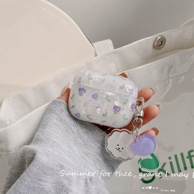 Για AirPods Pro /airpod 3/AirPods 2 Θήκη Χαριτωμένη κορεάτικη αρκούδα τουλίπα Κρεμαστό θήκη ακουστικών Air pods 3 κάλυμμα ακουστικών σιλικόνης