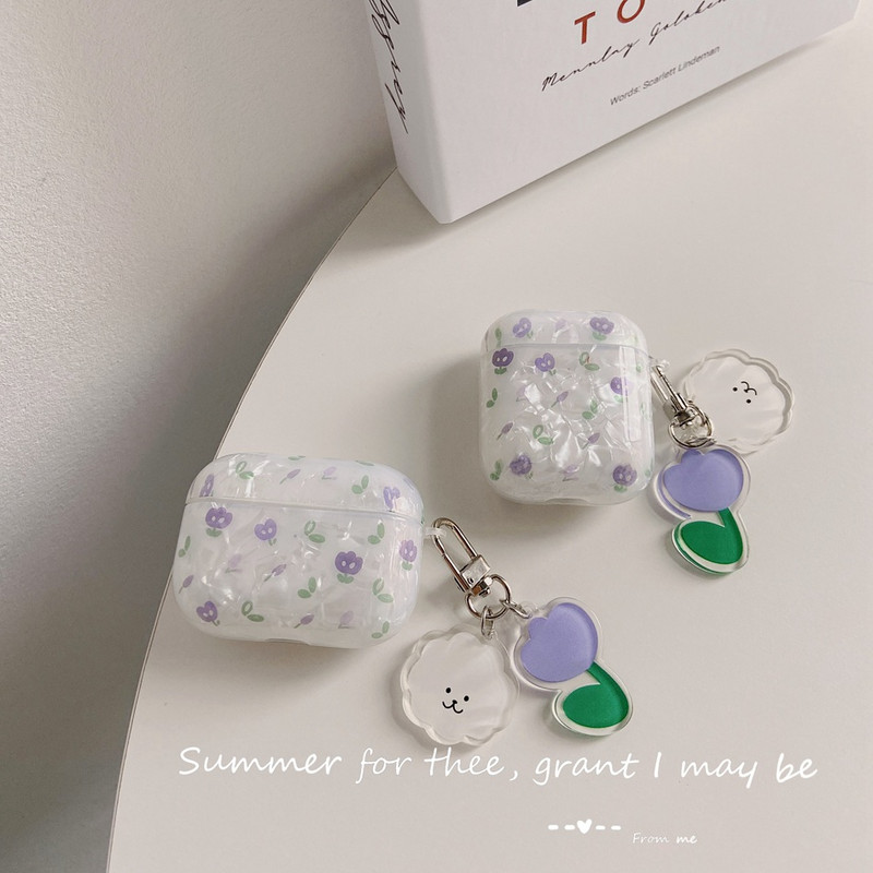 Για AirPods Pro /airpod 3/AirPods 2 Θήκη Χαριτωμένη κορεάτικη αρκούδα τουλίπα Κρεμαστό θήκη ακουστικών Air pods 3 κάλυμμα ακουστικών σιλικόνης