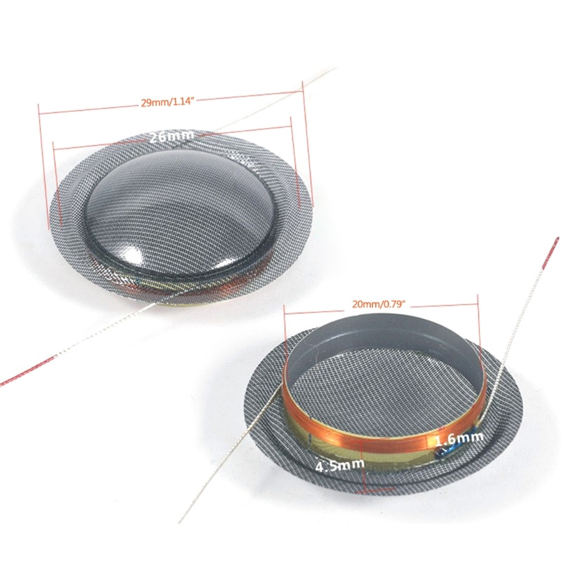 2Pcs 20.4mm Visokotonac Voice Coil Okrugli okvir Dome Speakers Jedinica 20.4mm Core Silk Film HiFi visokotonac Zavojnica Kućni zvučnik