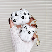 Átlátszó puha szilikon burkolat AirPods 2 3 fülhallgatóhoz, csillámos, virágos függő fülhallgató tok Apple AirPod Pro fejhallgató kulcstartóhoz