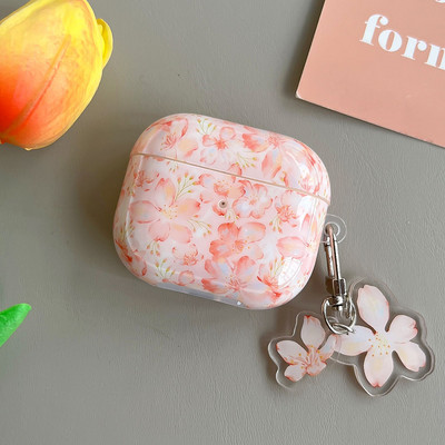 Husă retro cu flori de lalele pentru AirPods 1 2 Pro 3 Huse pentru AirPod 1 2 Cutie de încărcare pentru căști cu brățară cu perle Husă de protecție moale