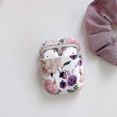 Husă pentru căști cu flori pentru huse AirPods 2 Pro, drăguță, colorată, vintage, tare, netedă, pentru husă de protecție pentru AirPod 2 3 Air Pods
