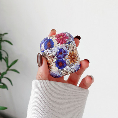 Husă pentru căști cu flori pentru huse AirPods 2 Pro, drăguță, colorată, vintage, tare, netedă, pentru husă de protecție pentru AirPod 2 3 Air Pods