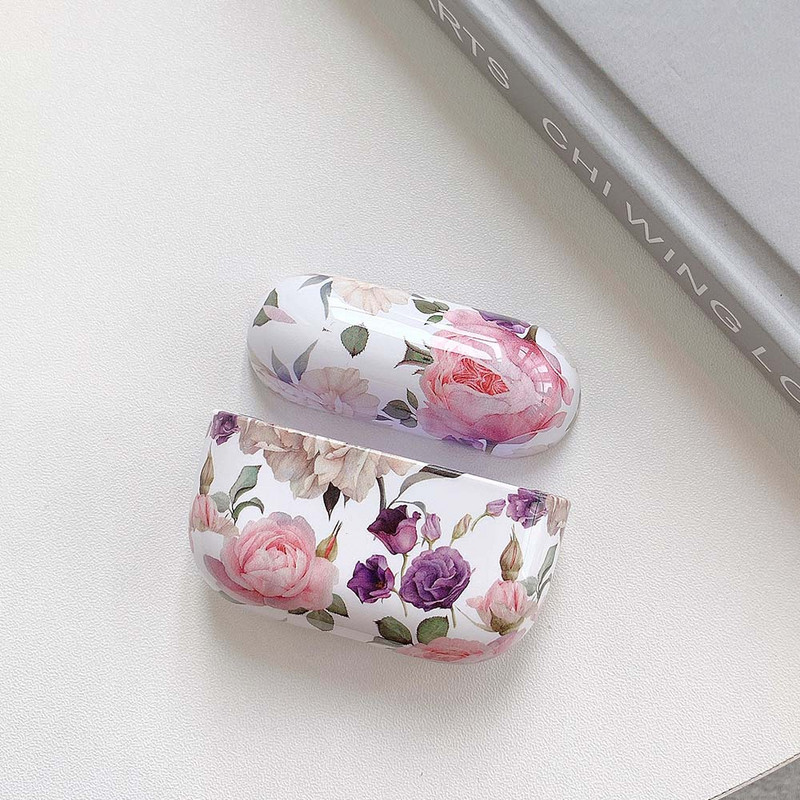 Flowers austiņu futrālis AirPods 2 Pro korpusiem Jauki, krāsaini vintage cietā datora gludie aizsargvāciņi AirPod 2 3 Air Pods vāciņam