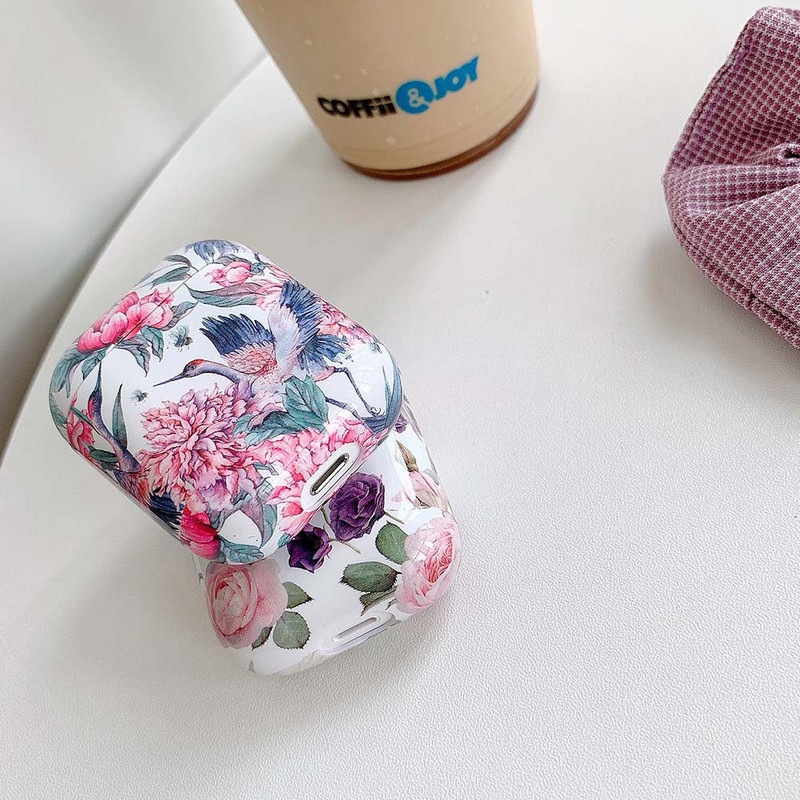 Flowers austiņu futrālis AirPods 2 Pro korpusiem Jauki, krāsaini vintage cietā datora gludie aizsargvāciņi AirPod 2 3 Air Pods vāciņam