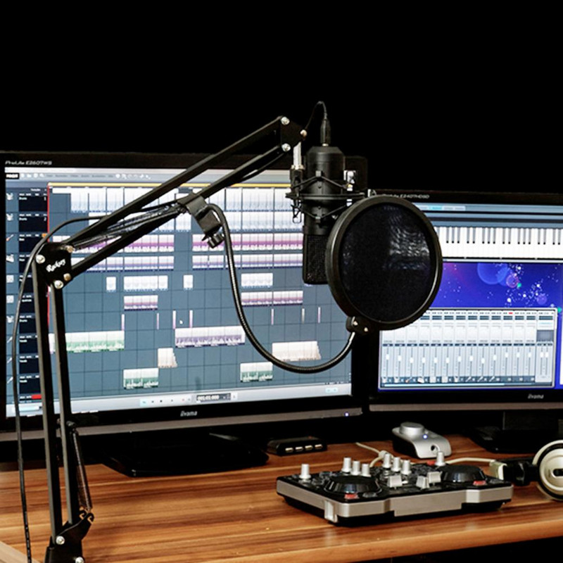 Praktičan MIC Pop Filter Metalni Gooseneck MIC Filter Nosač Praktični Kondenzator za smanjenje eksplozije MIC Pop Filter Pouzdan