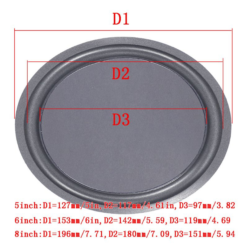 2Pcs Woofer zvučnik Pasivni radijator 5/6.5/8 inča Spužvasti rub Membrana Pomoćna bas vibracijska membrana