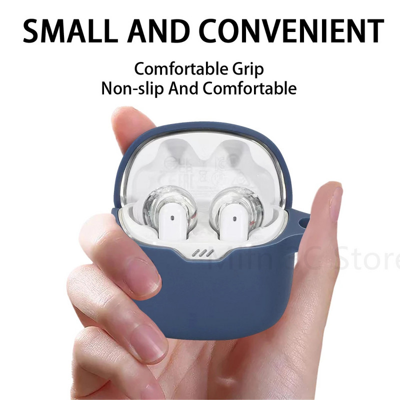 Skirta JBL TUNE FLEX minkšto silikono dangtelio belaidžiam Bluetooth ausinių plaunamam įkrovimo dėklui, apsaugančiam nuo kritimo, rankovės priedams