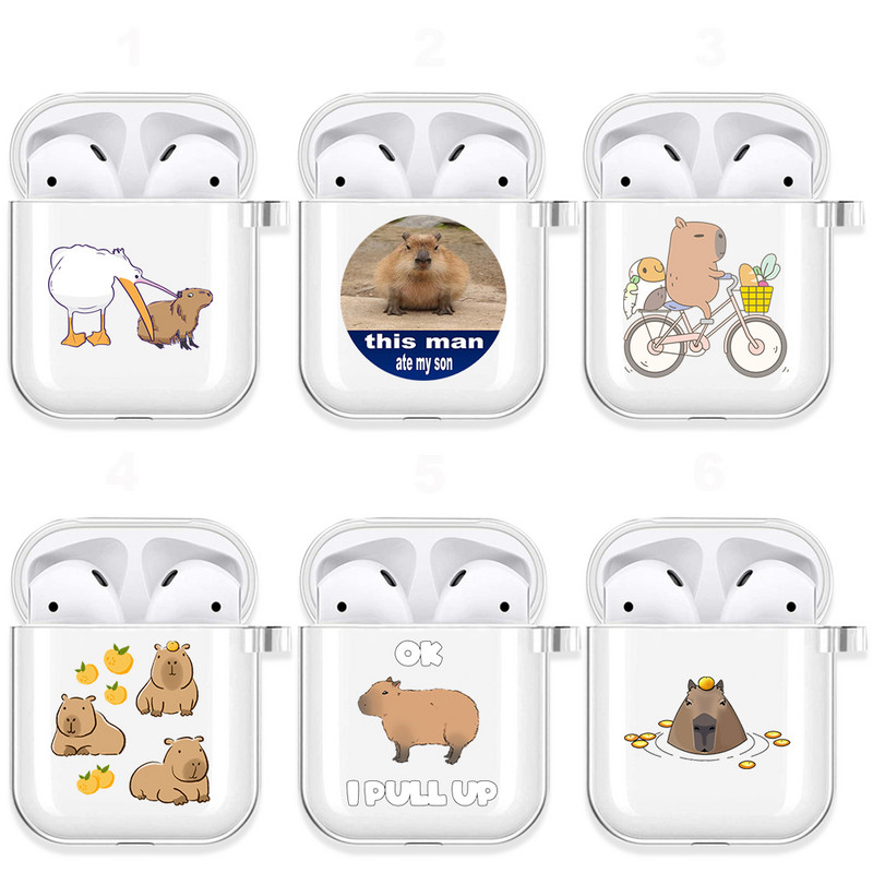 Funny Capybara Meme Case za Apple Airpods Pro 2 1 3 Zaštita otporna na udarce Air Pods Kutija za slušalice Mekana silikonska maska Funda Coque
