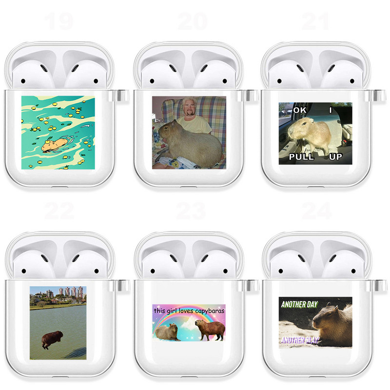Funny Capybara Meme Case za Apple Airpods Pro 2 1 3 Zaštita otporna na udarce Air Pods Kutija za slušalice Mekana silikonska maska Funda Coque