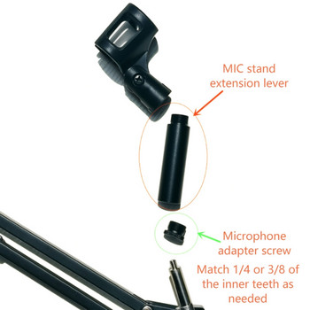 Универсална стойка за микрофон 5/8\'\' женска удължителна тръба Стойка за настолен микрофон, подходяща за настолни стойки и стойка за ръце W3JD