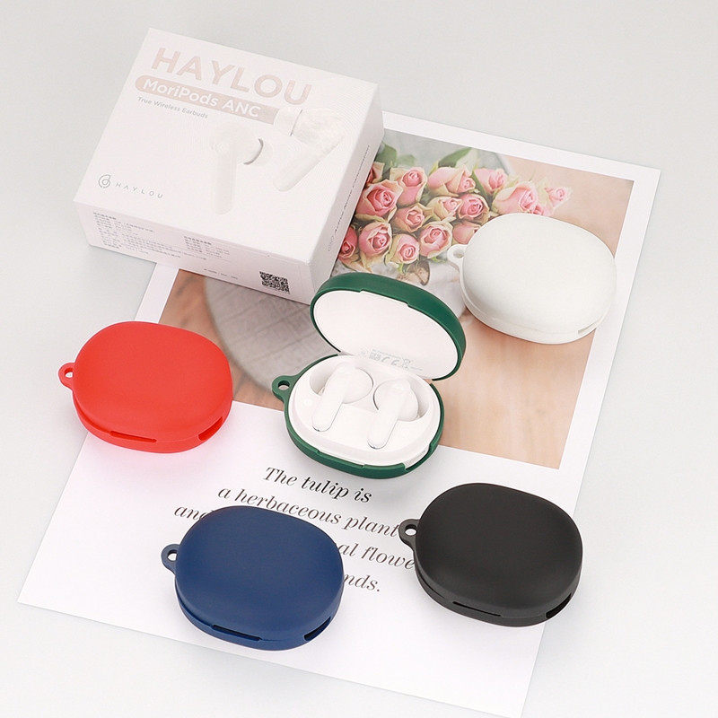 Minkštas silikoninis nešiojimo dėklas, atsparus smūgiams Haylou MoriPods ANC ausinių aukštos kokybės dangtelis