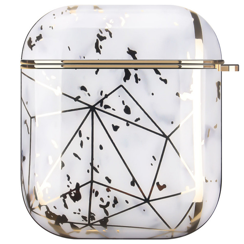 Husă pentru căști pentru huse AirPods 2 Pro, marmură galvanizată, husă de protecție dură, aurie, lucioasă, pentru AirPod 3 Air Pods Coque