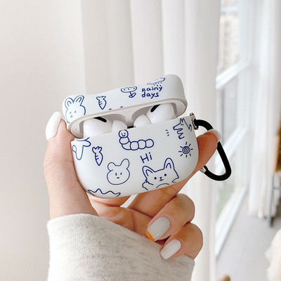 Husă pentru căști cu design cap de pisică pentru AirPods 2 Pro 1 3 Pictură simplă Husă TPU moale cu animale drăguțe Accesorii pentru căști Funda Shell