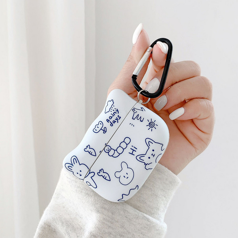 Husă pentru căști cu design cap de pisică pentru AirPods 2 Pro 1 3 Pictură simplă Husă TPU moale cu animale drăguțe Accesorii pentru căști Funda Shell