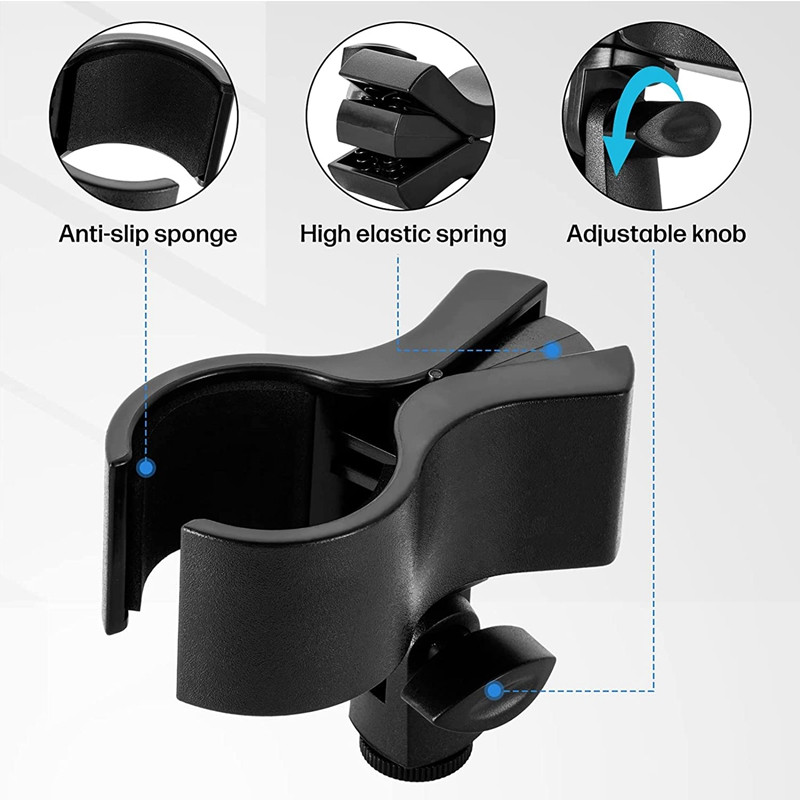 Držač kopče za mikrofon od 2 komada, podesiva stezaljka za držač mikrofona, kopča za mikrofon s 5/8 inčnim muškim na 3/8 inčnim adapterom za vijke