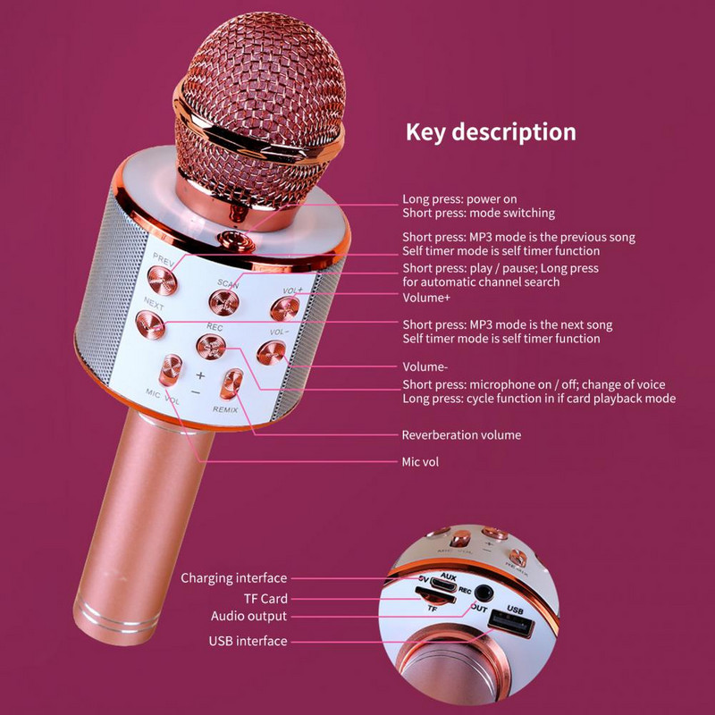 Belaidis mikrofonas Tikslus garso paėmimo stabilus perdavimo belaidis garsiakalbis mikrofonas tiesioginiam pasirodymui