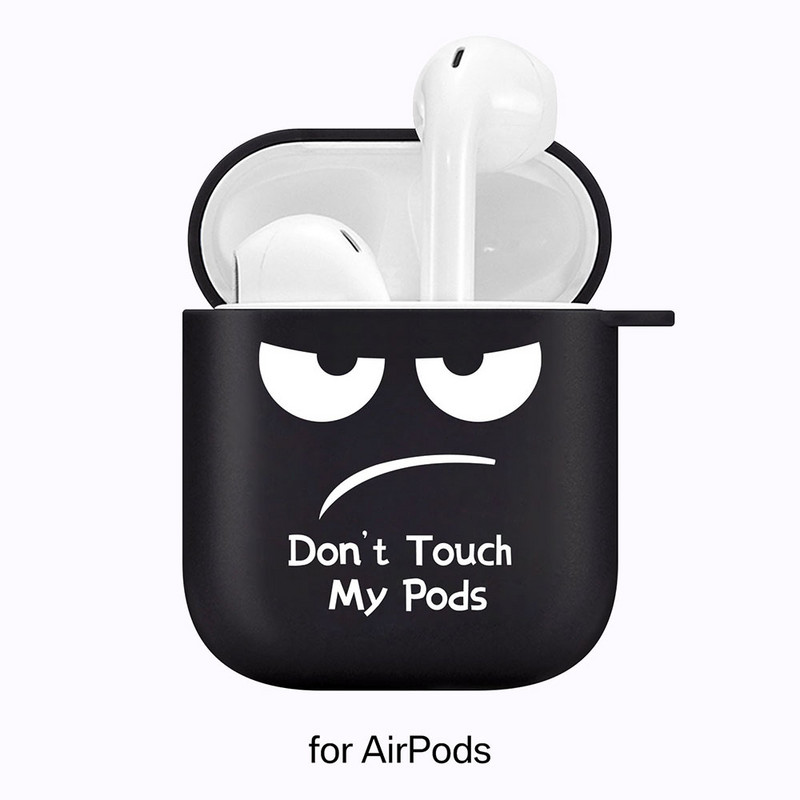 Silikonski poklopac za slušalice Airpods 1/2 Don't Touch My Pods Black Soft Protector Fundas Airpods Pro Case Air Pods ChargingBags