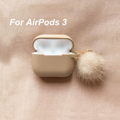 2021-es puha, folyékony szilikon tok AirPods 3 vezeték nélküli fülhallgató védőtok Apple airpods Pro fedéllel Pompom kulcstartóval
