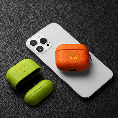 PERSONALIZĒTI Vārda iniciāļi Pielāgojiet Bluetooth austiņu vāciņu Airpods 1 2 Pro 3 Luxury Lichee ādas raksta mīksts austiņu vāciņš