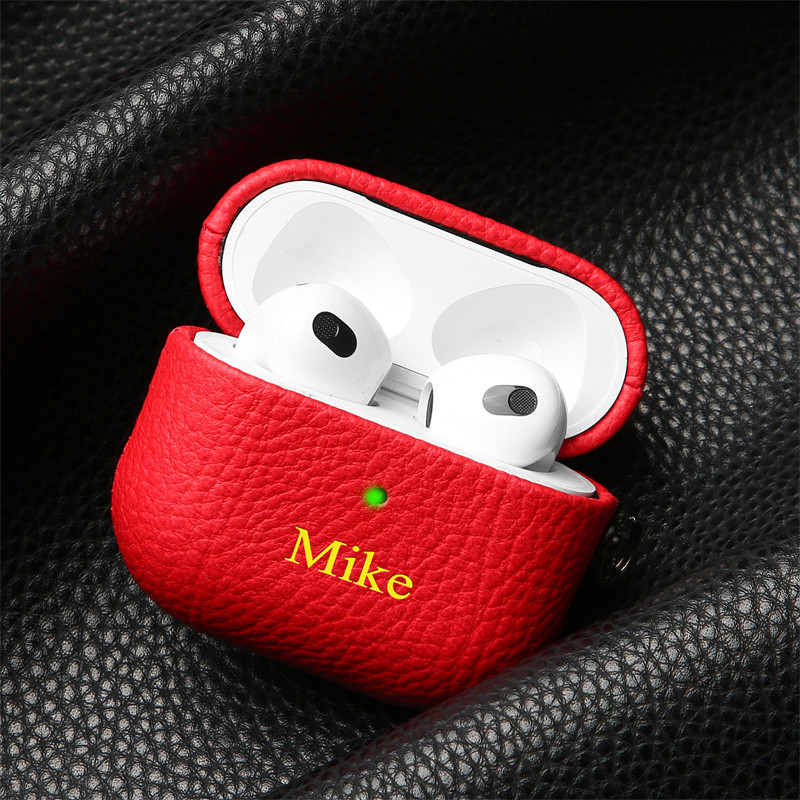 SZEMÉLYRE szabott név kezdőbetűi Bluetooth fülhallgató tok személyre szabása Airpods 1 2 Pro 3 Luxus Licsi bőrmintás puha fejhallgató burkolathoz