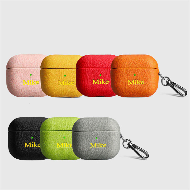 SZEMÉLYRE szabott név kezdőbetűi Bluetooth fülhallgató tok személyre szabása Airpods 1 2 Pro 3 Luxus Licsi bőrmintás puha fejhallgató burkolathoz