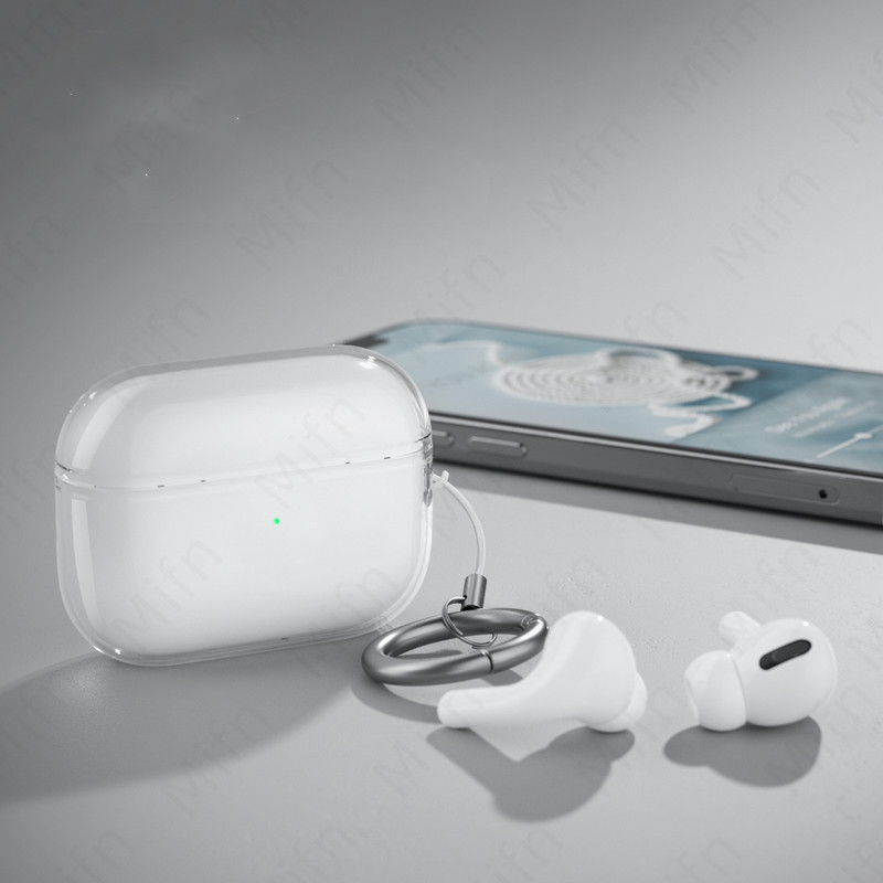 Skaidrus dėklas 2022 Naujas mados minkštas TPU Skins dangtelis su raktų pakabuko smūgiams atspariu dangteliu, skirtas airpods pro 2 kartos dėklui