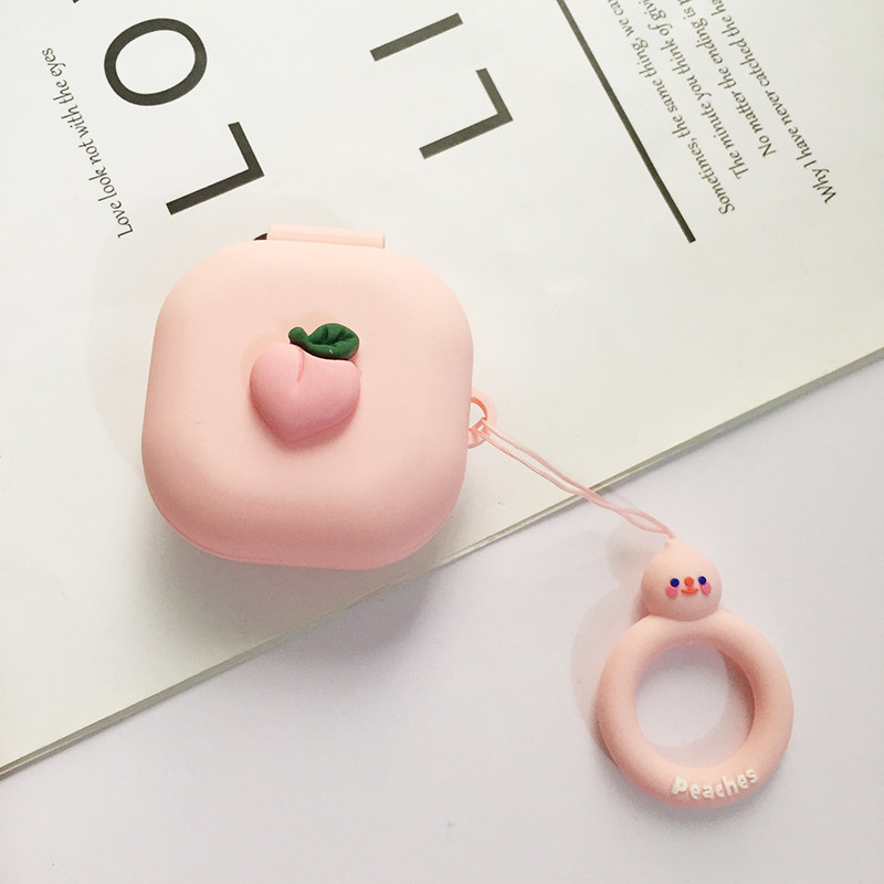 Silikonska zaštitna torbica za Samsung Galaxy buds live / buds2 2 Pro Kutija za punjenje slušalica Dodaci Slatka navlaka za ključeve u boji breskve