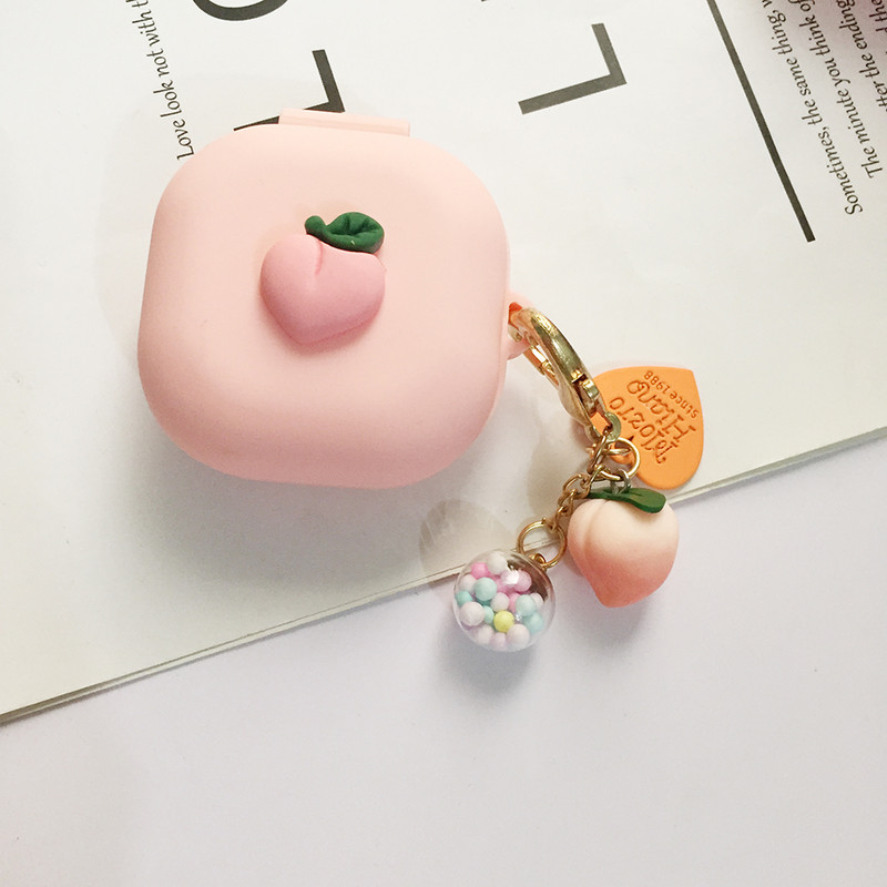 Silikonska zaštitna torbica za Samsung Galaxy buds live / buds2 2 Pro Kutija za punjenje slušalica Dodaci Slatka navlaka za ključeve u boji breskve