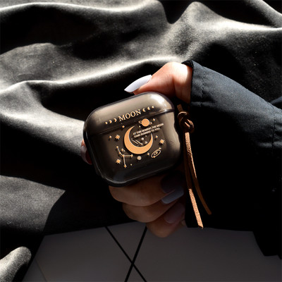 INS Hot Street Trend Moon Pattern Caurspīdīgs austiņu futrālis Airpods Pro 2 austiņu mīkstajam vāciņam Airpods Pro 1 2 3 korpusam