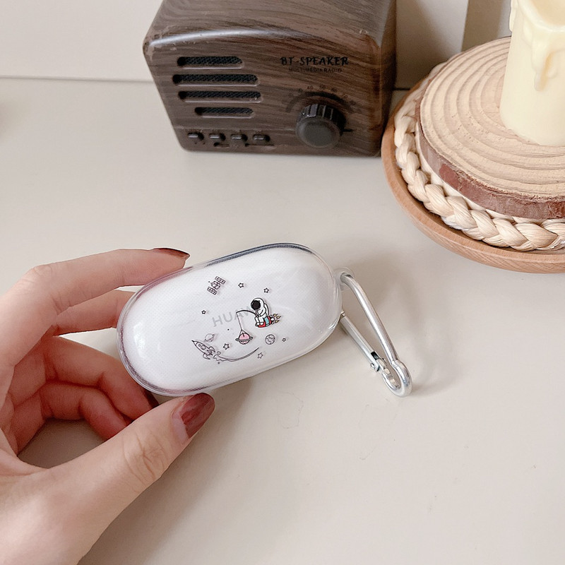 Husă cu desene animate pentru huawei freebuds SE Husă model astronaut/floare Husă transparentă pentru căști din silicon TPU
