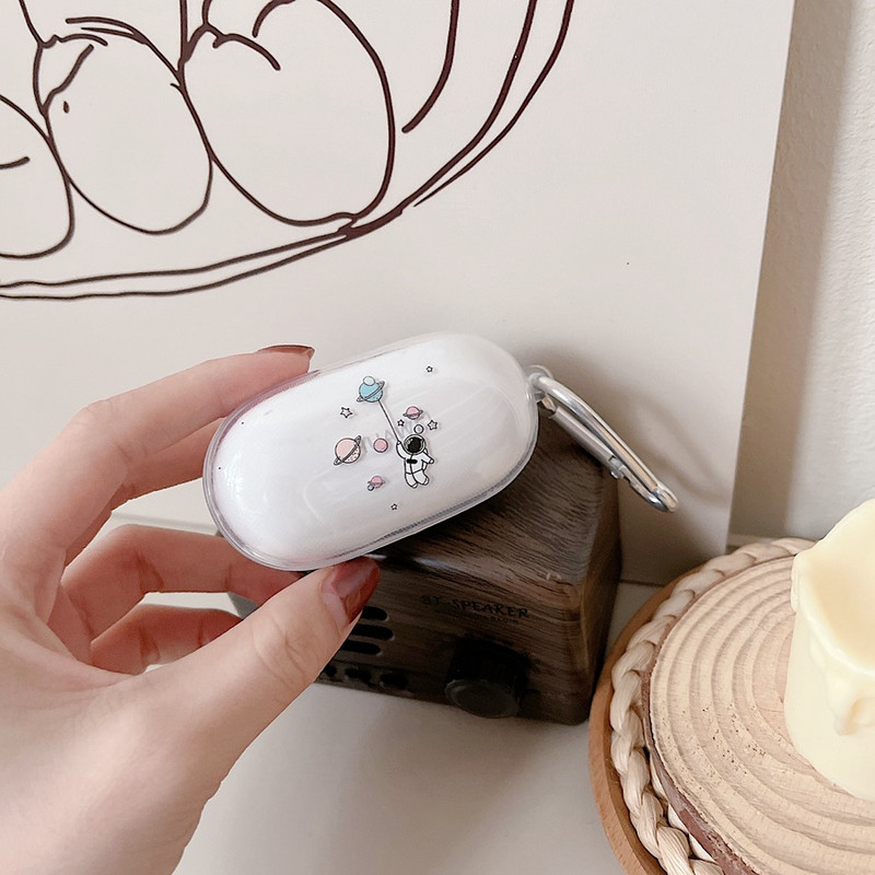 Husă cu desene animate pentru huawei freebuds SE Husă model astronaut/floare Husă transparentă pentru căști din silicon TPU