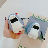 Pre AirPods 2/1 puzdro Roztomilé 3D kreslené puzdro so žralokom Bluetooth slúchadlá pre Airpods Pro 3 Príslušenstvo Ochranný kryt Darčeková krabička