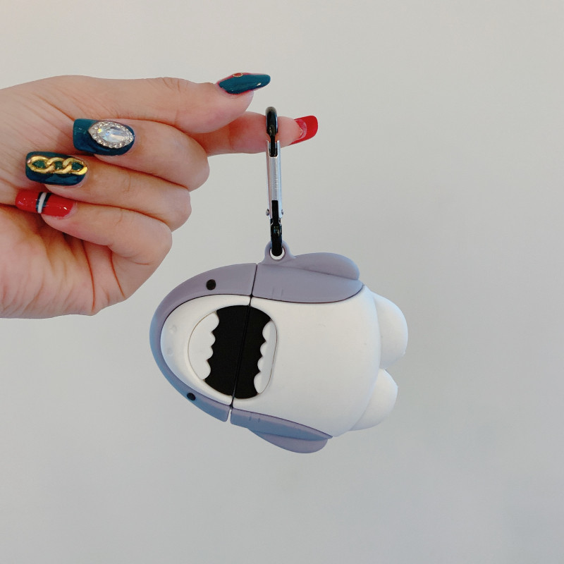 Pre AirPods 2/1 puzdro Roztomilé 3D kreslené puzdro so žralokom Bluetooth slúchadlá pre Airpods Pro 3 Príslušenstvo Ochranný kryt Darčeková krabička