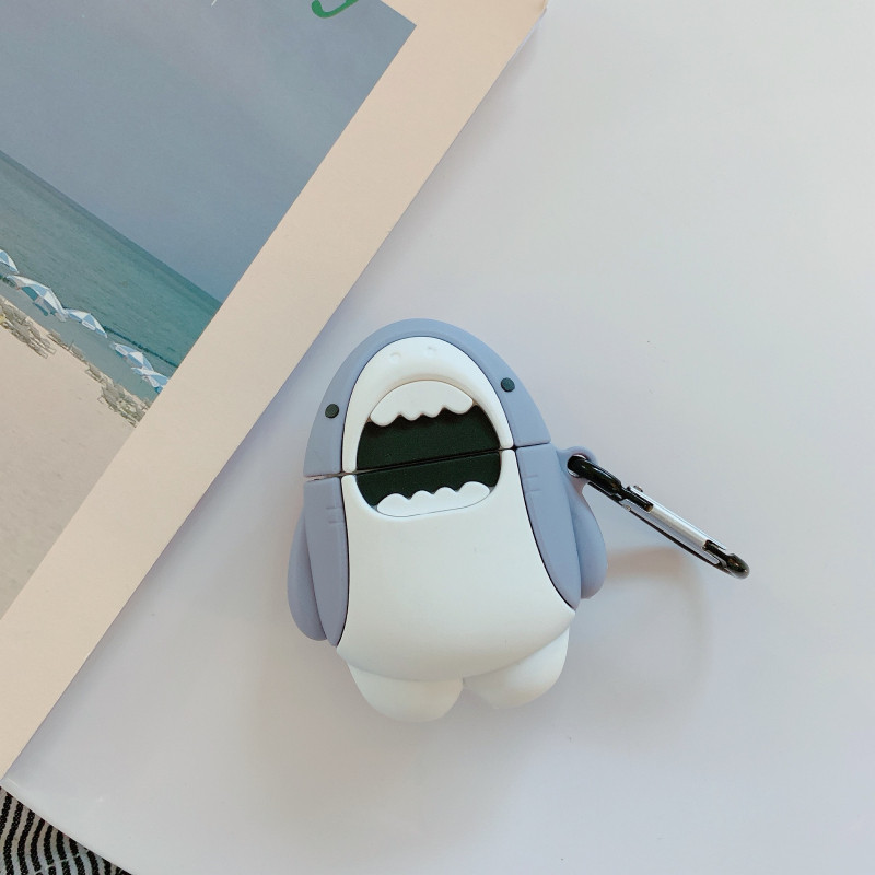 Pre AirPods 2/1 puzdro Roztomilé 3D kreslené puzdro so žralokom Bluetooth slúchadlá pre Airpods Pro 3 Príslušenstvo Ochranný kryt Darčeková krabička